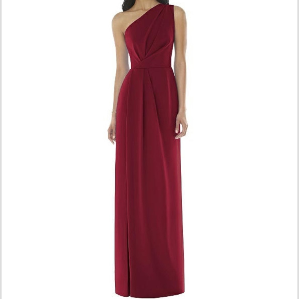 One shoulder burgundy slit dress NWT